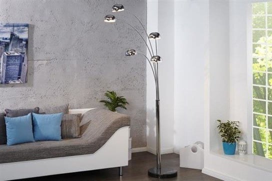 Lampa podłogowa Łza, srebrna, 200x125 cm Invicta Interior