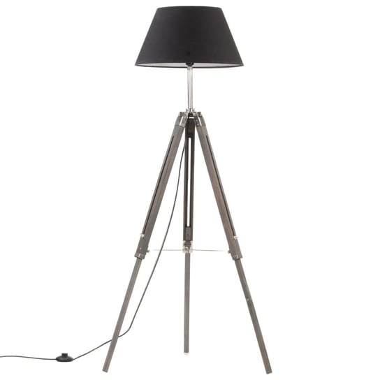 Lampa podłogowa na trójnogu, czarna, drewno tekowe, 141 cm vidaXL