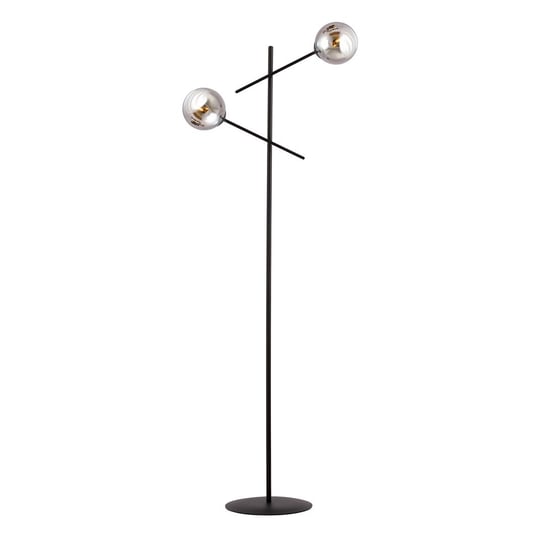 Lampa podłogowa NICEA czarna 2x SZKLANY klosz grafitowy E14 lampa stojąca EMIBIG