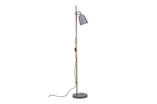 Lampa podłogowa PLISO szary, Ø25/h150, metal/drewno Konsimo