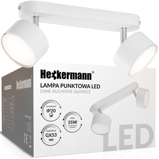 Lampa Punktowa Led Heckermann 8795314A Biała 2X Głowica Heckermann