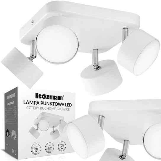 Lampa Punktowa Led Heckermann 8795318A Biała 4X Głowica Heckermann