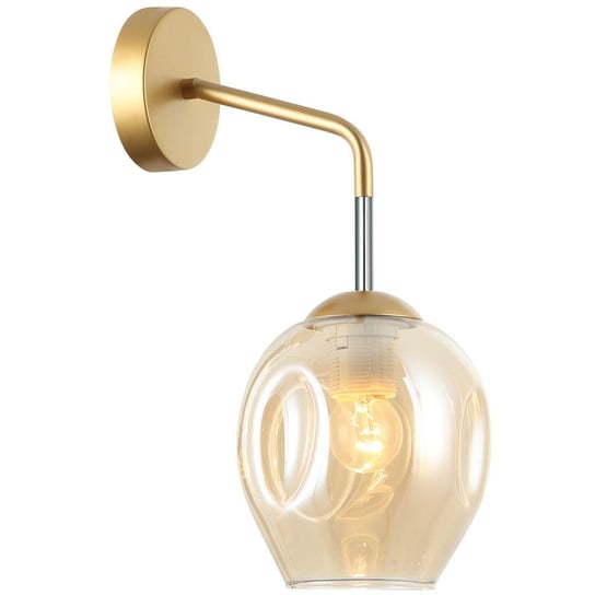 LAMPA ścienna BORGO WL-30843-1 GD+AMB Italux modernistyczna OPRAWA kinkiet szklany chemistry złoty bursztynowy ITALUX