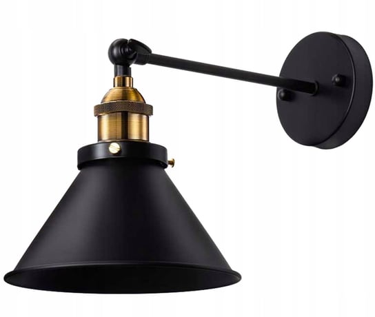 Lampa Ścienna Czarno-Złota E27 Kinkiet Metalowy Klosz Ruchoma Loftowa NNLED