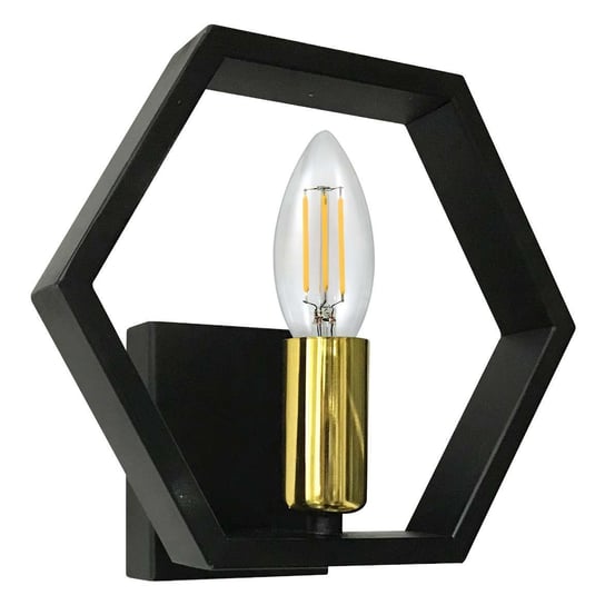 LAMPA ścienna HONEY 312693 Polux metalowa OPRAWA kinkiet oktagon modernistyczny czarny złoty POLUX