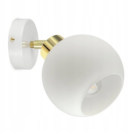Lampa Ścienna Kinkiet Biały Szklana Kula White Glass - K1 LED E27 Luxolar