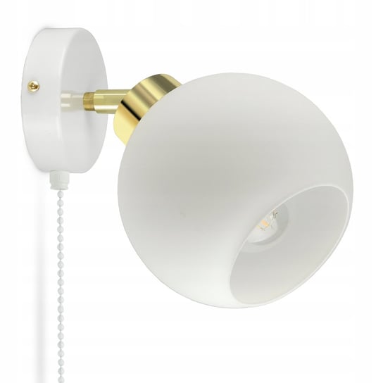 Lampa Ścienna Kinkiet Biały Szklana Kula White Glass - KW1 LED E27 włącznik Luxolar