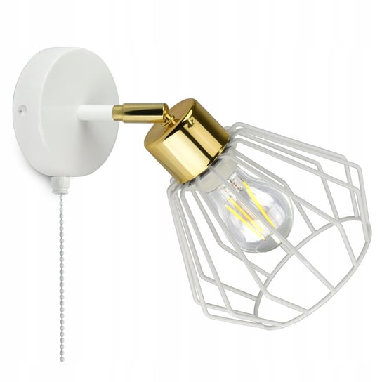 Lampa Ścienna Kinkiet Loft Biały Złoty Włącznik Luxolar
