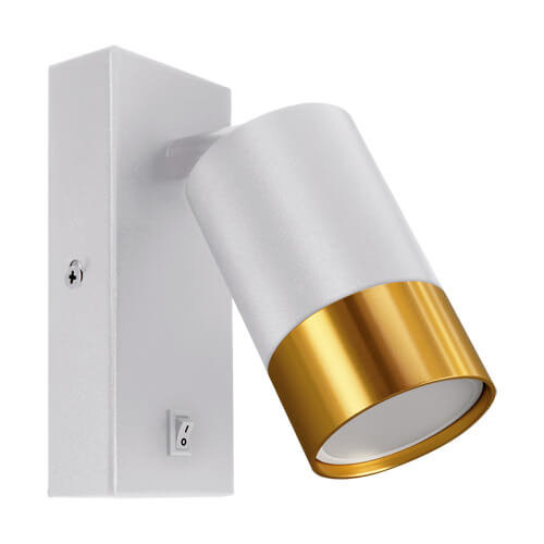 Lampa ścienna Puzon z włącznikiem do salonu biała złota IDEUS