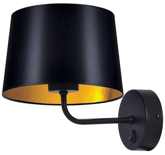 Lampa ścienna Remi K-4356 abażurowa do sypialni czarna złota KAJA