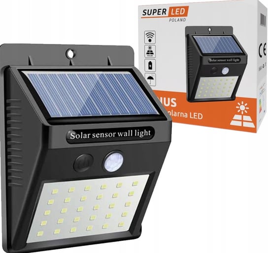 Lampa Solarna LED Uliczna z Czujnikiem Ruchu i Zmierzchu Elewacyjna Ścienna SuperLed