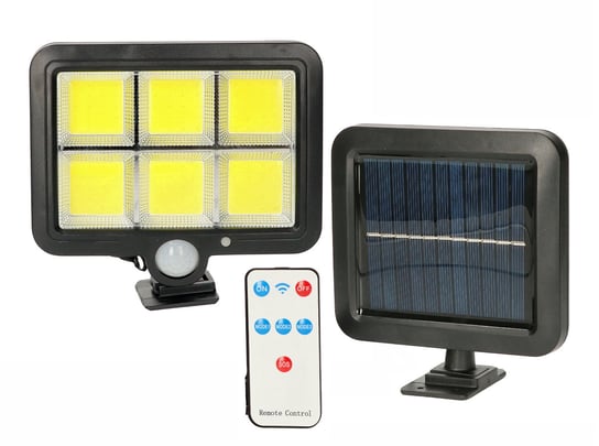Lampa solarna naświetlacz halogen LED czarny + PIR czujnik ruchu + panel + pilot MK MEGAKABEL Inna marka