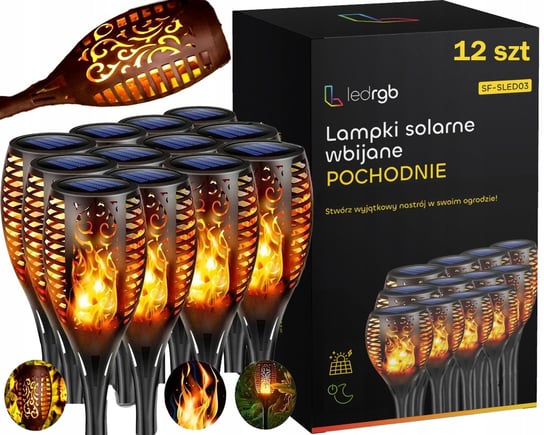 LAMPA SOLARNA OGRODOWA LED POCHODNIA PŁOMIEŃ OGIEŃ LAMPKI SOLARNE 12 SZTUK ledrgb