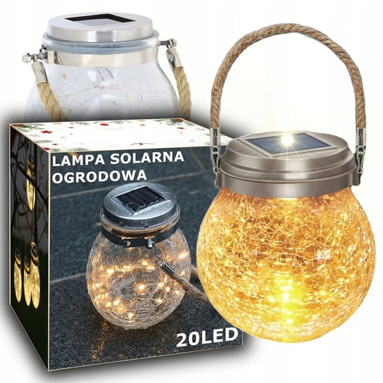 LAMPA SOLARNA OGRODOWA SŁOIK Lampion Solarny - 20LED XXL EFEKT SZRONU Focla