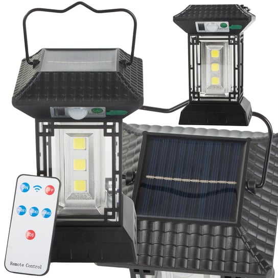 LAMPA SOLARNA Z CZUJNIKIEM ZMIERZCHU RUCHU 5 TRYBÓW 60 LED COB Z PILOTEM VERK GROUP