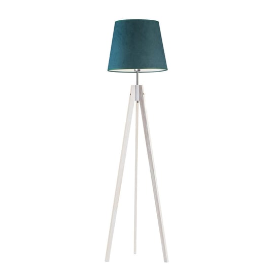 Lampa stojąca do salonu w stylu urban jungle ARUBA VELUR - kolor abażura: zieleń butelkowa LYSNE