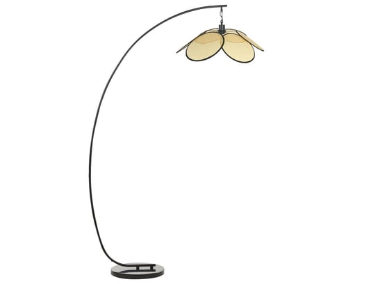 Lampa stojąca metalowa beżowa z czarnym MERRICA Beliani