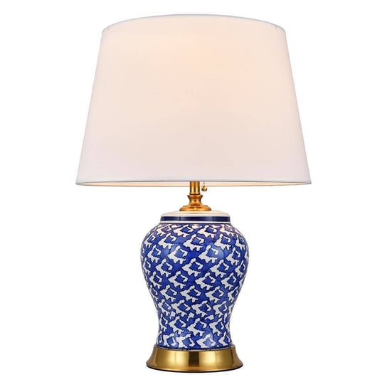 Lampa stołowa ceramiczna ALLEGRA Hamptons biała granatowa COMO HOME