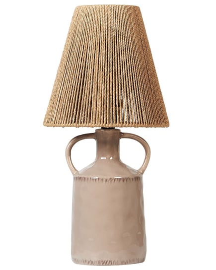 Lampa stołowa ceramiczna beżowoszara LARISSOS Beliani