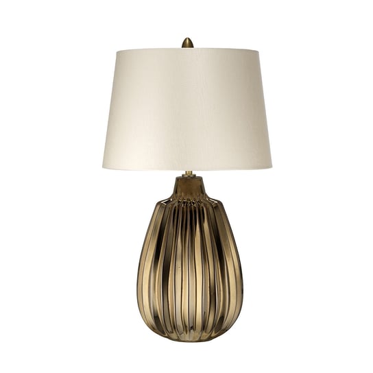 Lampa stołowa ceramiczna brązowa z perłowym abażurem 55 cm Newham E27 60W Elstead ELSTEAD LIGHTING