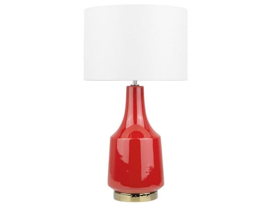 Lampa stołowa ceramiczna czerwona TRIVERSA Beliani