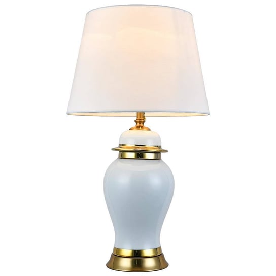 Lampa stołowa ceramiczna RONDA biała złota COMO HOME