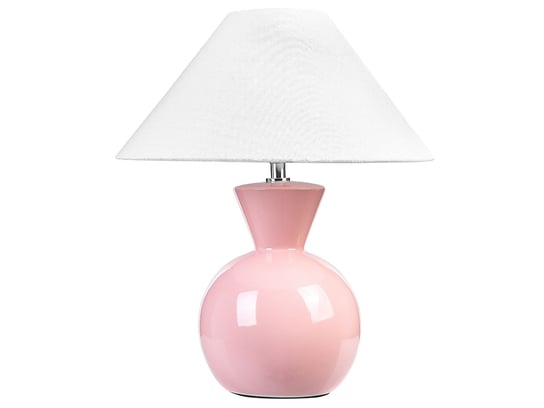 Lampa stołowa ceramiczna różowa FERRY Beliani