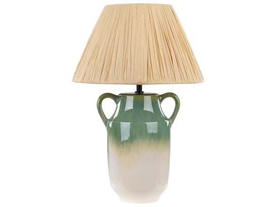 Lampa stołowa ceramiczna zielono-biała LIMONES Beliani