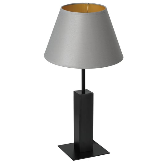 Lampa stołowa czarna 56 cm metalowa podstawa szary stożkowy abażur ze złotym wnętrzem Table lamps 1xE27 15W Luminex Luminex