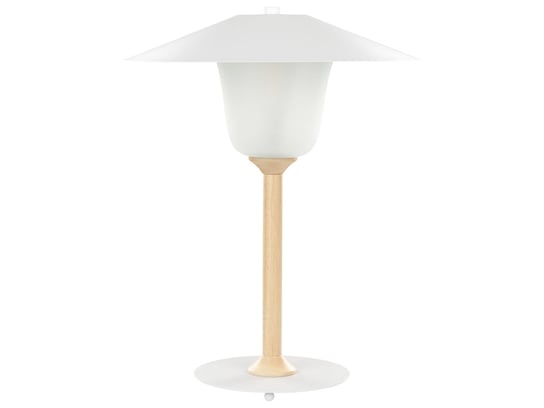 Lampa stołowa drewniana biała MOPPY Beliani