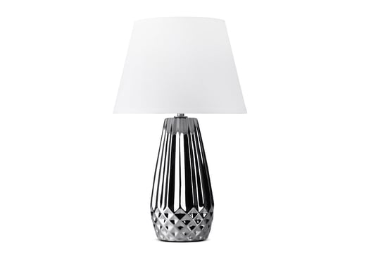 Lampa stołowa ERANA #srebrny/biały, Ø21,5, h40, ceramika/tkanina Konsimo