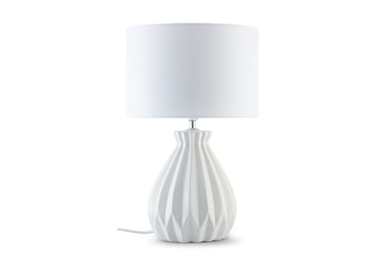 Lampa stołowa FABO biały, Ø25 h40, ceramika/tkanina Konsimo
