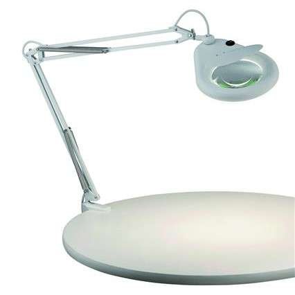 LAMPA stołowa FAGERNES 100852 Markslojd fluorescencyjna LAMPKA mocowana do blatu ze szkłem powiększającym biała Markslojd