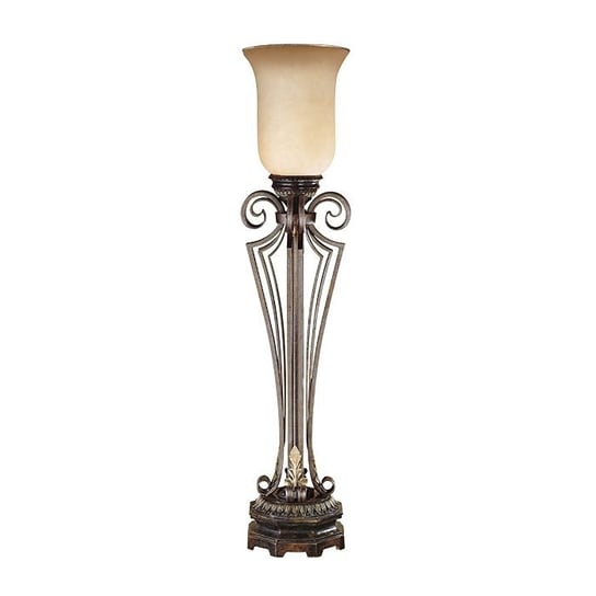 Lampa stołowa FEISS Corinthia, brązowo-kremowa, 1x60W, 98x23 cm FEISS