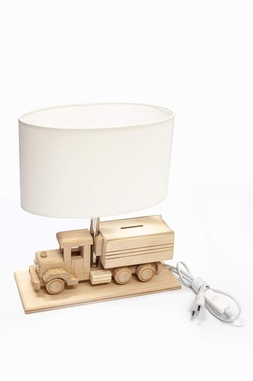 Lampa stołowa HELLUX Ciężarówka Skarbonka, biała, E27, 14x27x32 cm Hellux