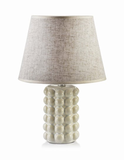 Lampa stołowa lampka nocna LETI BUBBLE 9,5x9,5xh31cm biała +bezowy klosz Inna marka