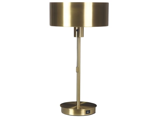 Lampa stołowa metalowa z portem USB złota ARIPO Beliani