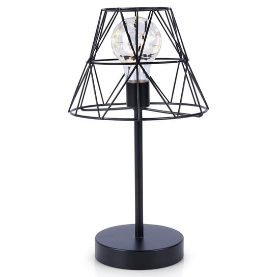 Lampa stołowa na baterię LED czarna lampka metalowa ogrodowa na kemping działkę 30,5 cm Vilde