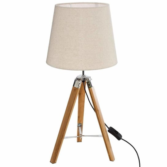 Lampa stołowa na trójnogu, drewniana, 58 cm, beżowa Atmosphera