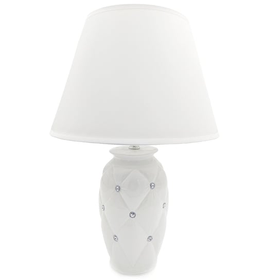 Lampa stołowa nocna z kryształkami biała glamour 43 cm Inna marka