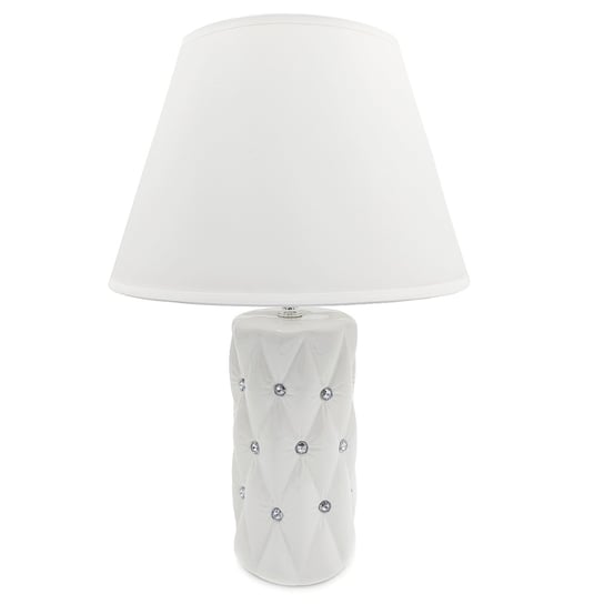 Lampa stołowa nocna z kryształkami biała glamour 44 cm Inna marka