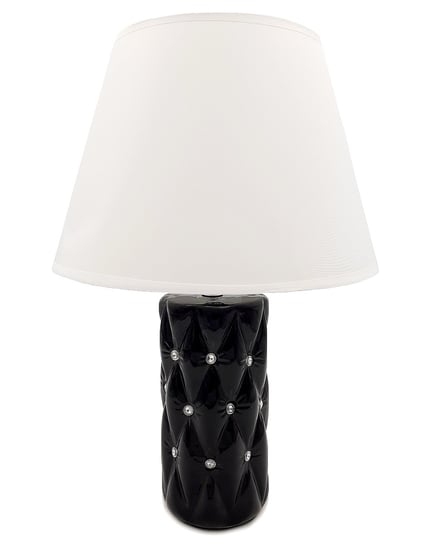 Lampa Stołowa Nocna Z Kryształkami Czarna Z Białym Kloszem Glamour 44 Cm Inny producent