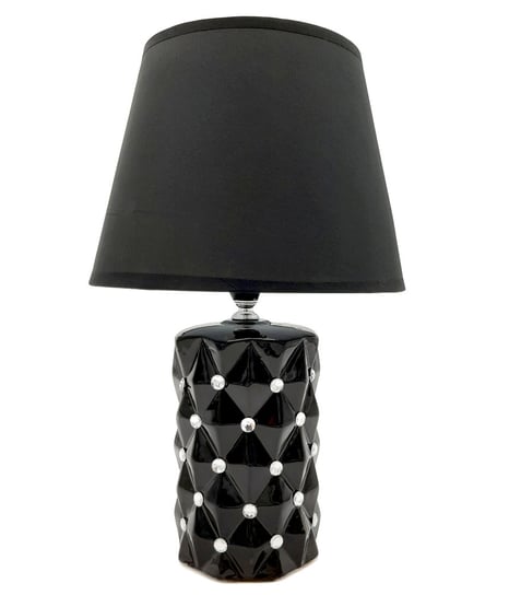 Lampa stołowa nocna z kryształkami czarna z czarnym kloszem glamour 35 cm Inny producent