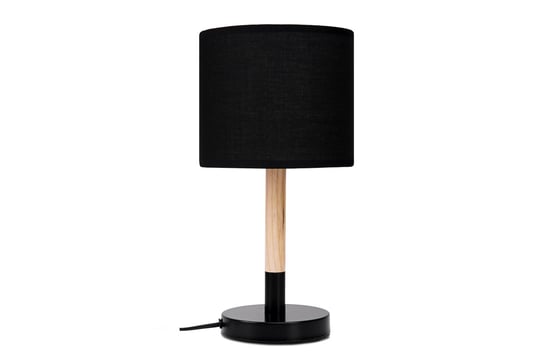 Lampa stołowa PLISO czarny, Ø19/h36, drewno/tkanina Konsimo