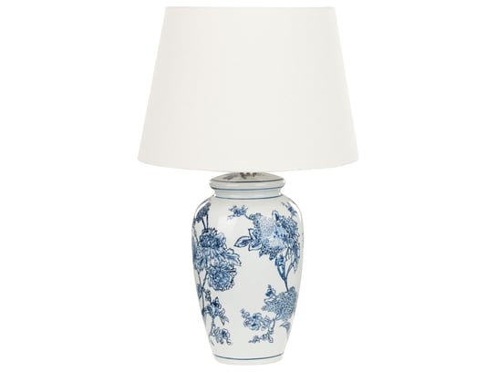 Lampa stołowa porcelanowa biało-niebieska BELUSO Beliani