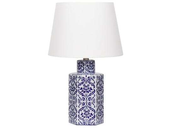 Lampa stołowa porcelanowa biało-niebieska MARCELIN Beliani