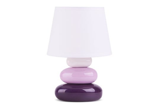 Lampa stołowa SALU fioletowy/biały, Ø18 h24, ceramika/tkanina Konsimo