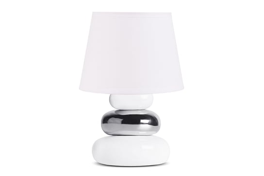 Lampa stołowa SALU srebrny/biały, Ø18 h24, ceramika/tkanina Konsimo