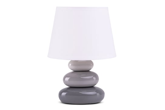Lampa stołowa SALU szary/biały, Ø18 h24, ceramika/tkanina Konsimo