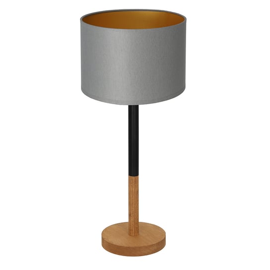 Lampa stołowa szary abażur ze złotym wnętrzem drewniana podstawa Table lamps 1xE27 15W Luminex Luminex